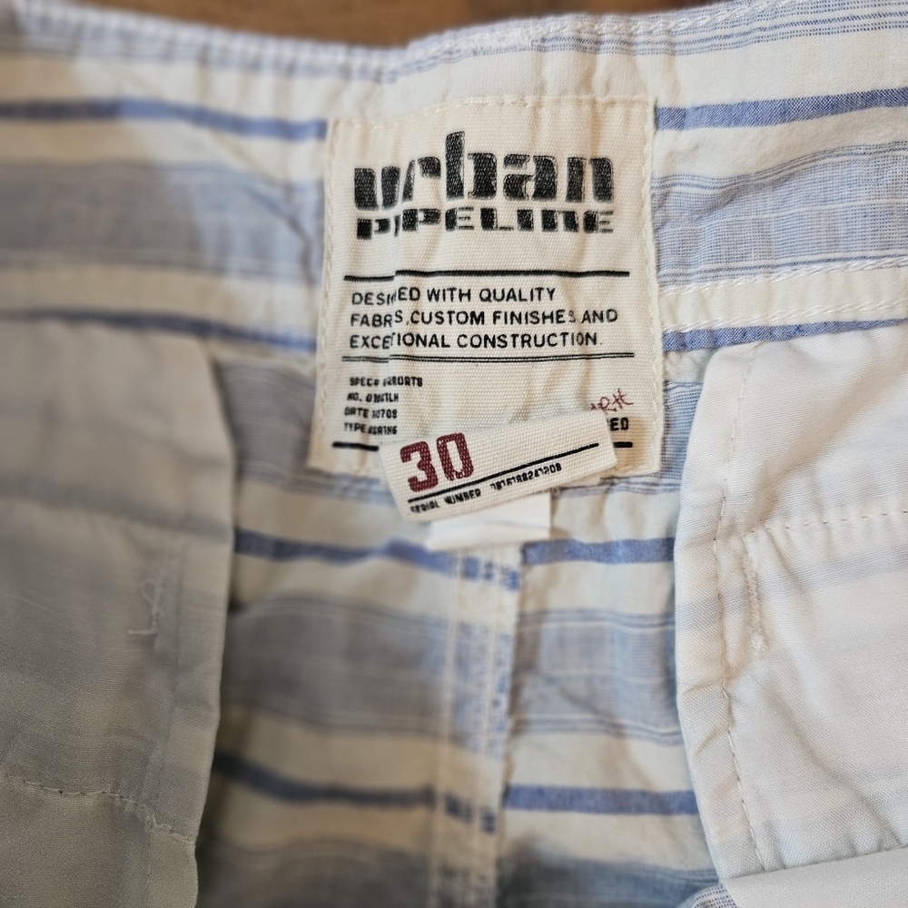 Urban Pipeline Mens Striped Shorts Blue & White Size 30 - Picture 4 of 6